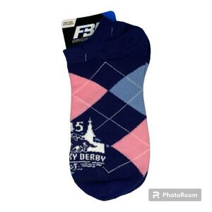 For Bare Feet Blue Pink Argyle Kentucky Derby 145 Socks 6-11 OSFM